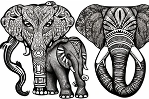 Life tree with a eagle and elephant tattoo idea