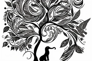 Life tree with a eagle and elephant tattoo idea