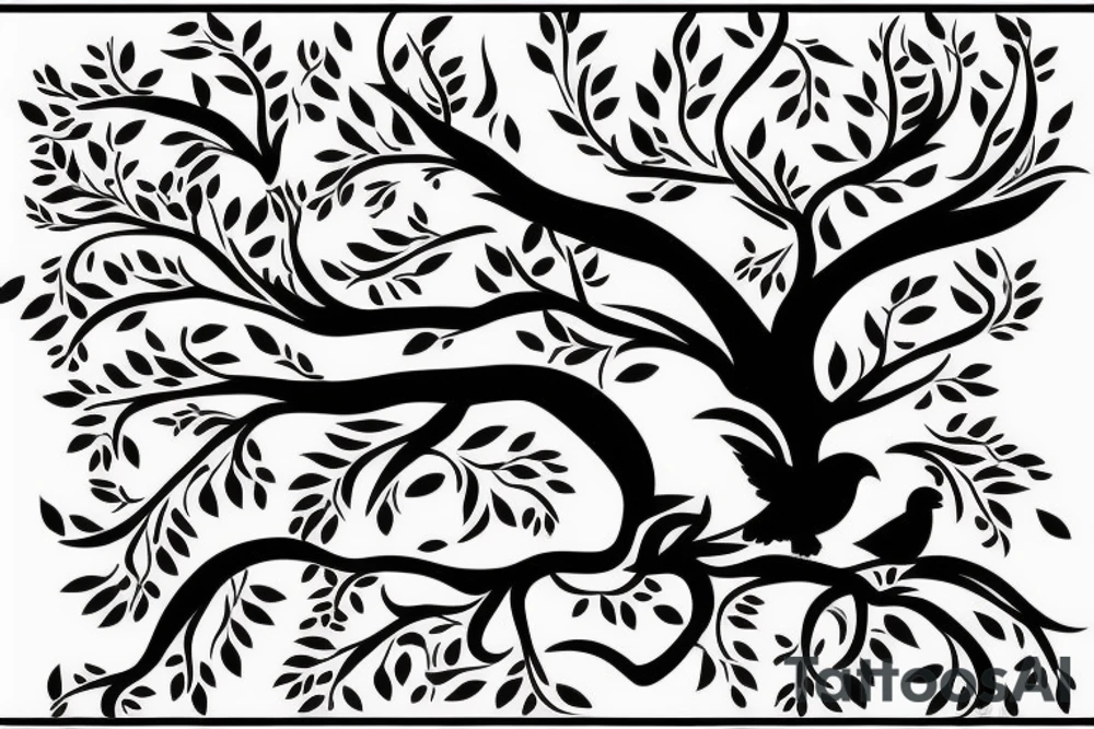 Life tree with a eagle and elephant tattoo idea