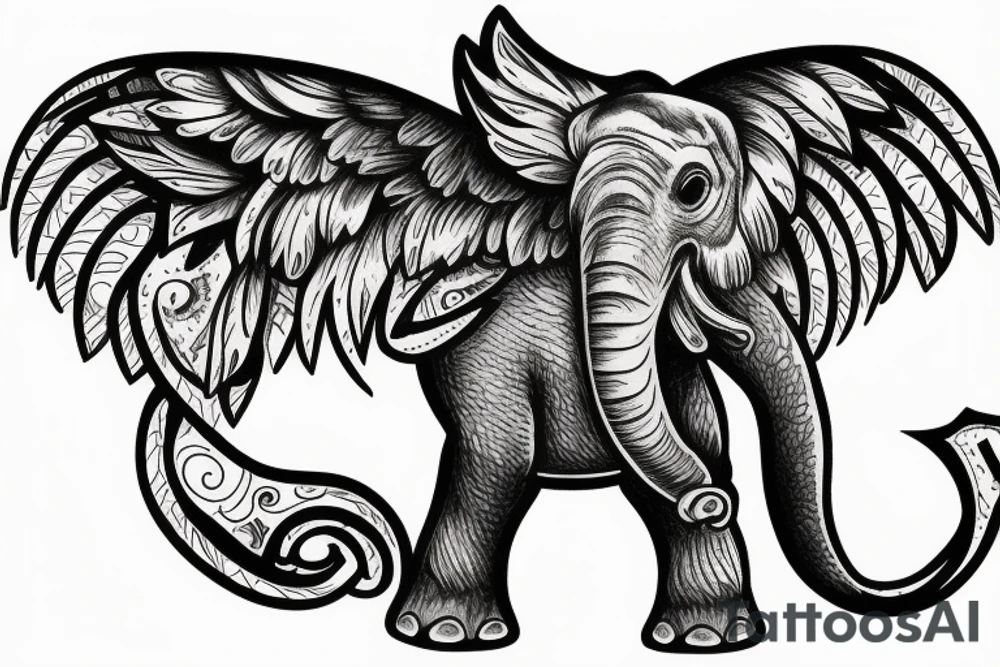 Life tree with a eagle and elephant for men tattoo idea Life tree with a eagle and elephant for men tattoo idea