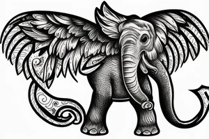 Life tree with a eagle and elephant for men tattoo idea