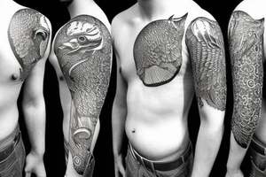 Life tree with a eagle and elephant for men tattoo idea