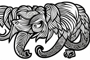 Life tree with a eagle and elephant for men tattoo idea