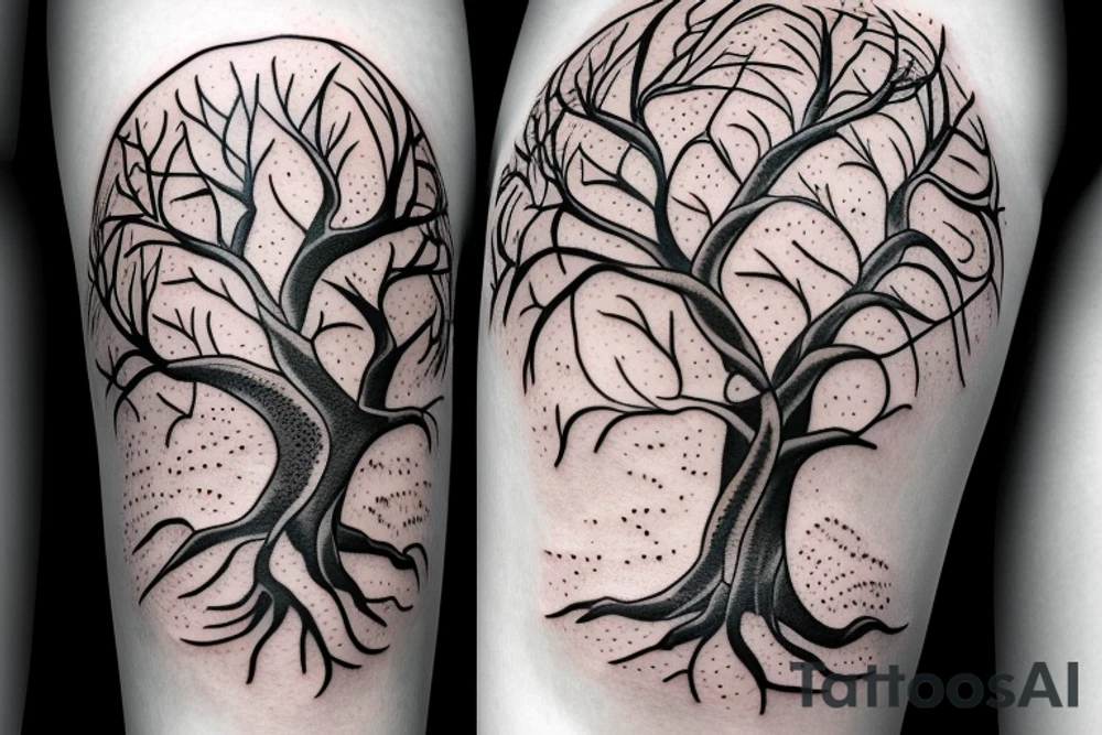 Life tree with a eagle and elephant for men tattoo idea Life tree with a eagle and elephant for men tattoo idea