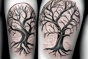 Life tree with a eagle and elephant for men tattoo idea