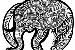 Life tree with a eagle and elephant for men tattoo idea
