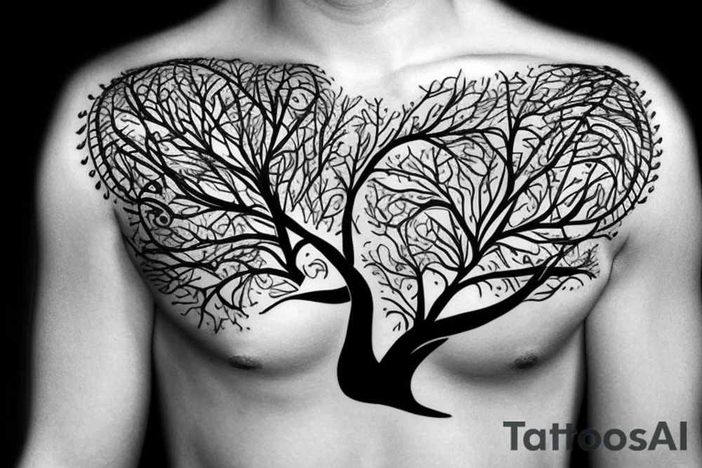Life tree with a eagle and elephant for men tattoo idea Life tree with a eagle and elephant for men tattoo idea
