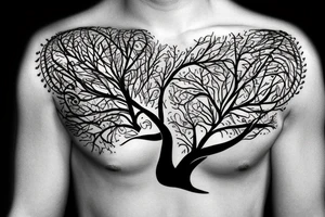 Life tree with a eagle and elephant for men tattoo idea