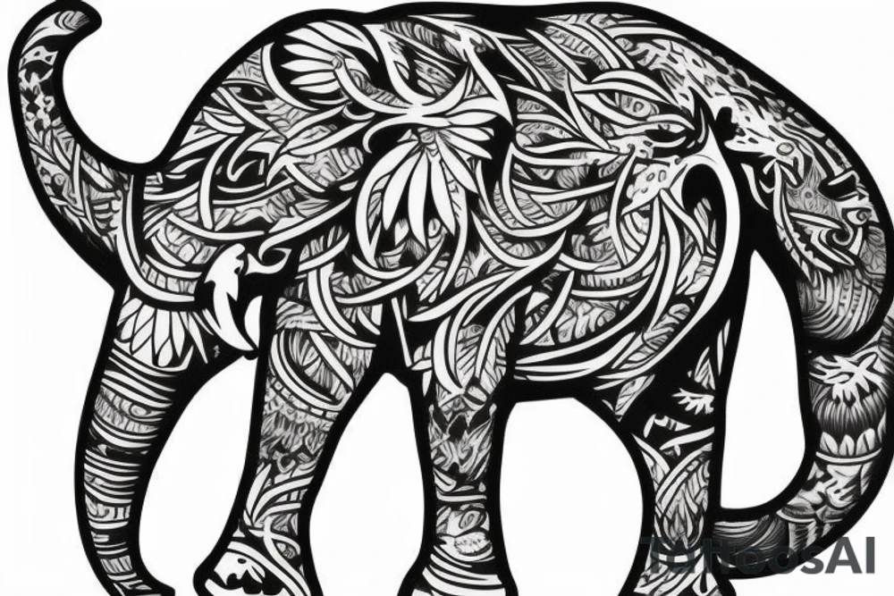 Life tree with a eagle and elephant for men tattoo idea Life tree with a eagle and elephant for men tattoo idea