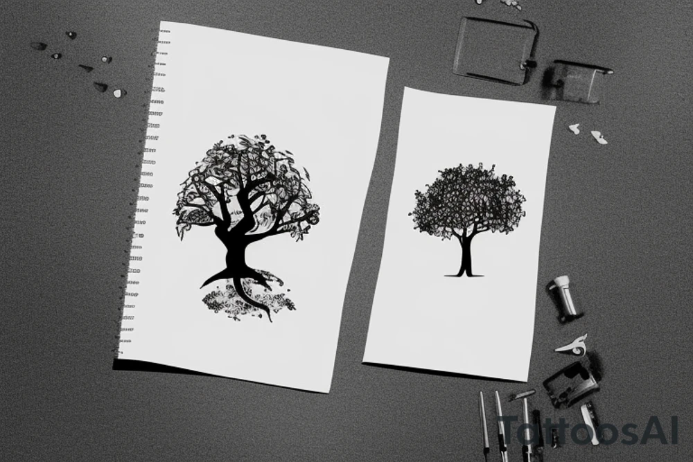 Life tree with a elephant for men tattoo idea
