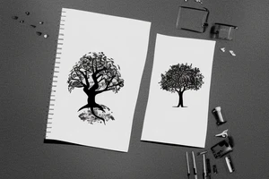 Life tree with a elephant for men tattoo idea