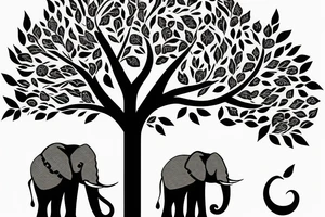 Life tree with a elephant for men tattoo idea