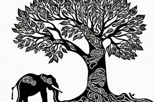 Life tree with a elephant for men tattoo idea