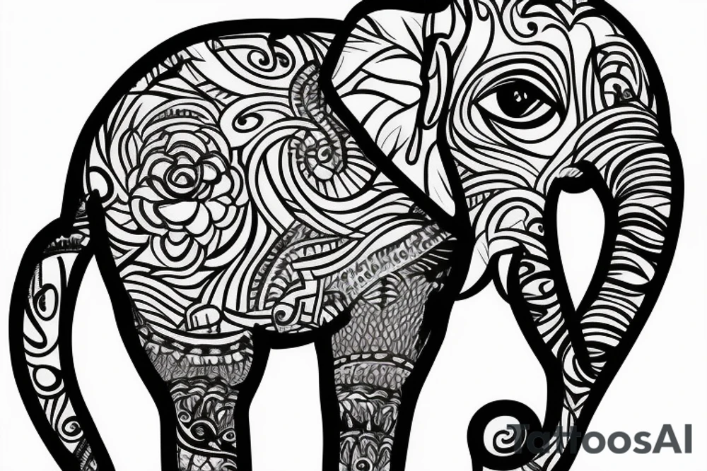 Life tree with a elephant for men tattoo idea