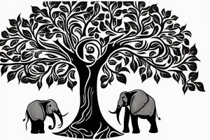 Life tree with a elephant for men tattoo idea