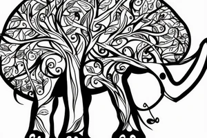 Life tree with a elephant for men tattoo idea