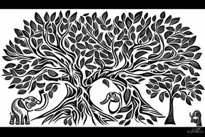 Life tree with a elephant for men tattoo idea