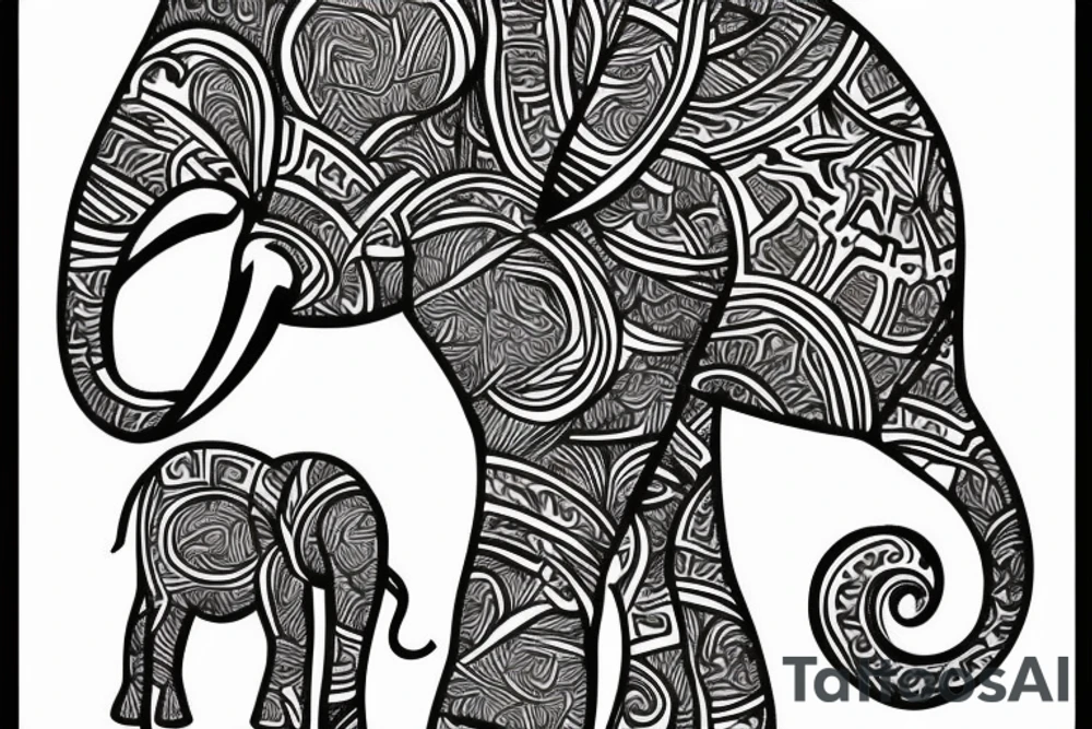 Life tree with a elephant for men tattoo idea