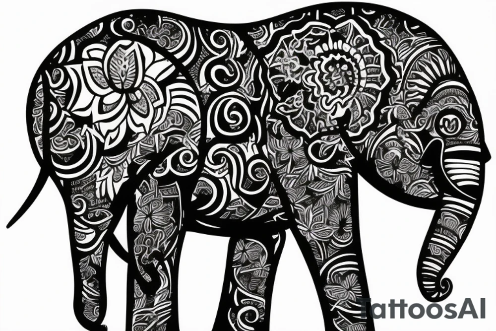 Life tree with a elephant for men tattoo idea
