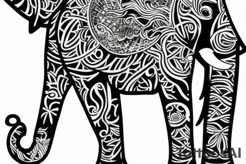 Life tree with a elephant for men tattoo idea