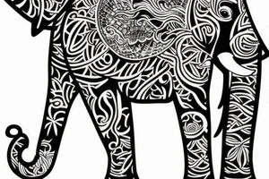 Life tree with a elephant for men tattoo idea