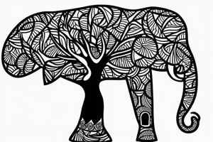 Life tree with a elephant for men tattoo idea
