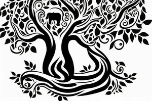 Life tree with a elephant for men tattoo idea