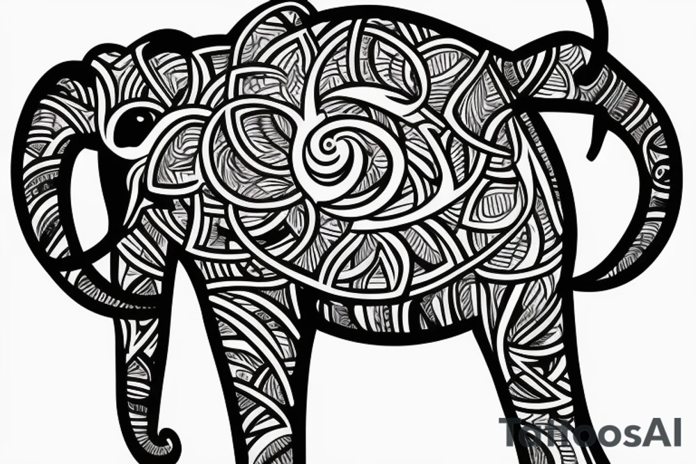 Life tree with a elephant for men tattoo idea