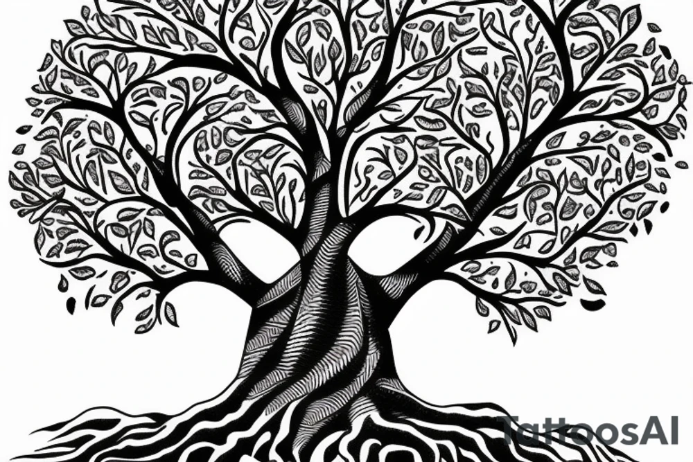 Life tree with a elephant for men tattoo idea