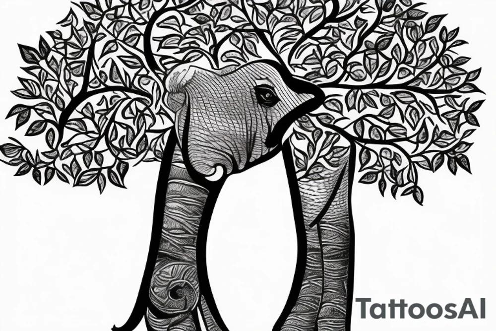 Life tree with a elephant for men tattoo idea