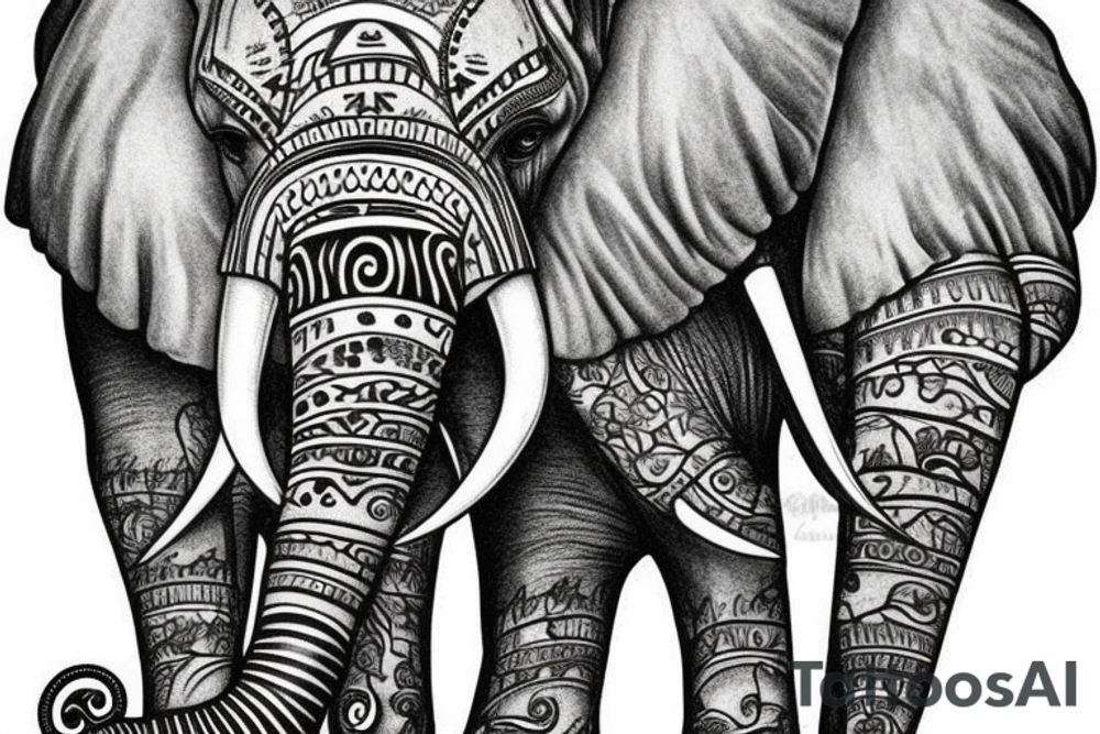 Life tree with a elephant for men tattoo idea