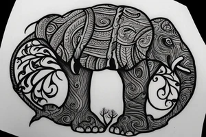 Life tree with a elephant for men tattoo idea