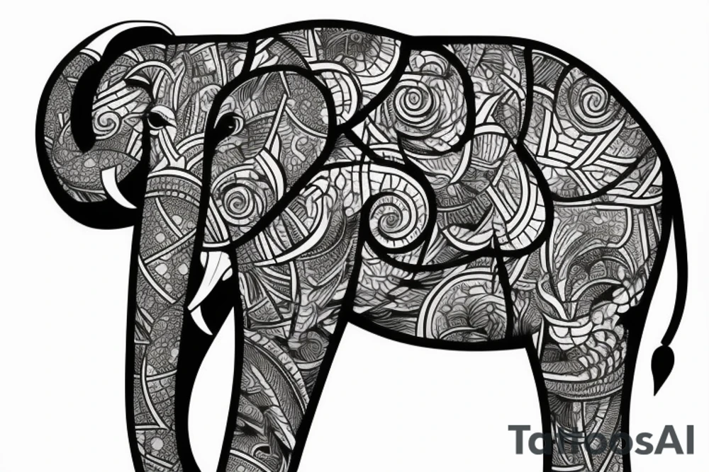 Life tree with a elephant for men tattoo idea