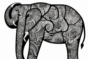 Life tree with a elephant for men tattoo idea
