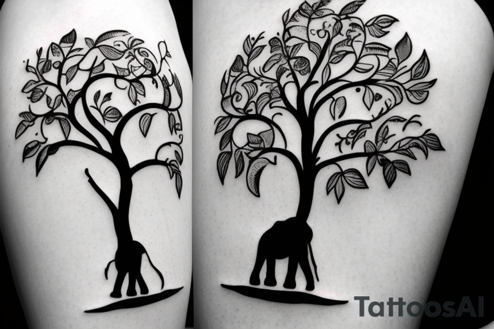 Life tree with a elephant for men tattoo idea