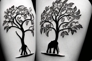 Life tree with a elephant for men tattoo idea