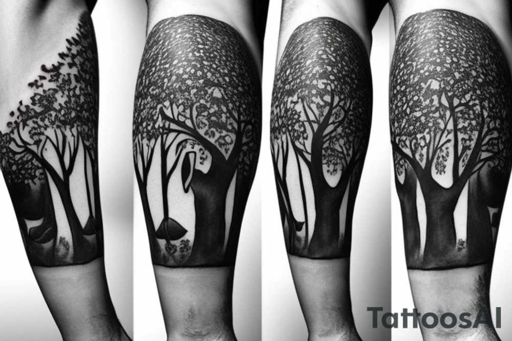 Life tree with a elephant for men tattoo idea