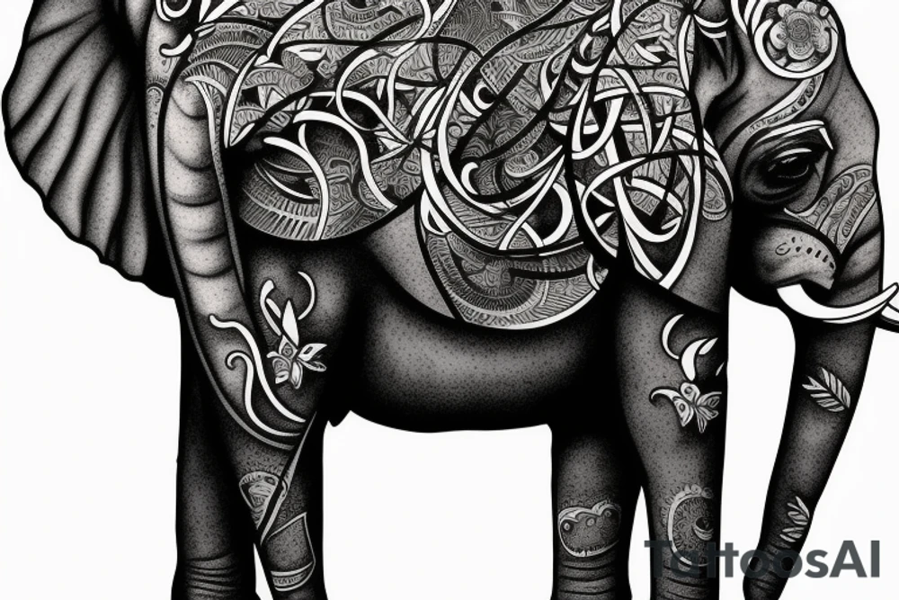 Life tree with a elephant for men tattoo idea