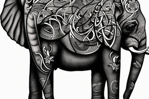 Life tree with a elephant for men tattoo idea