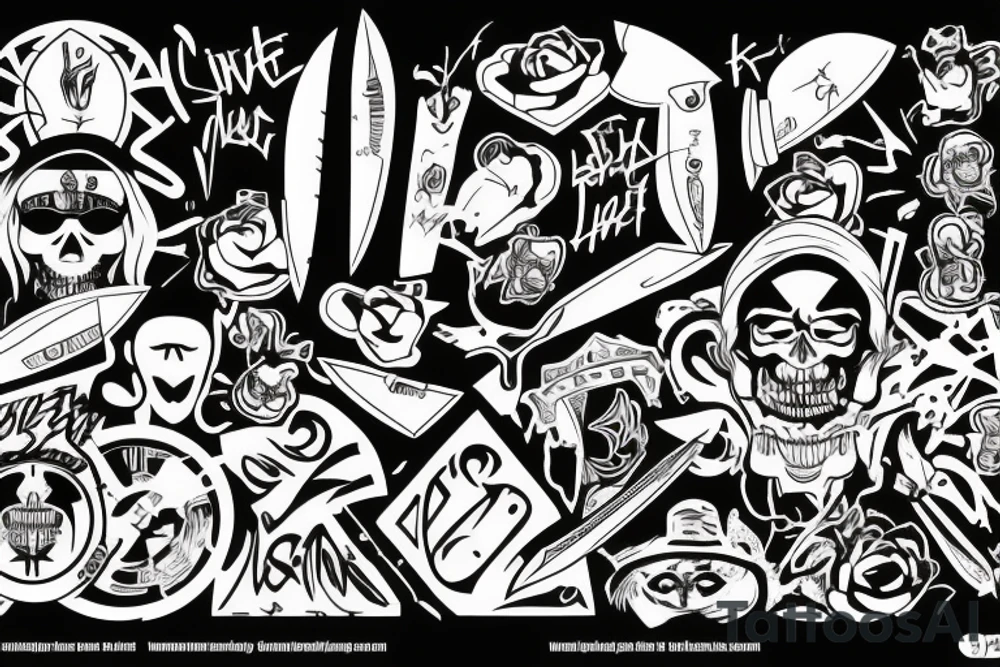Knife graffiti tattoo idea