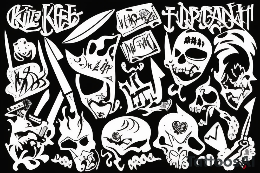 Knife graffiti tattoo idea