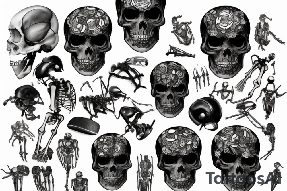 A huge injury that reveals a skeleton bio mechanical / technological skeleton under the skin tattoo idea