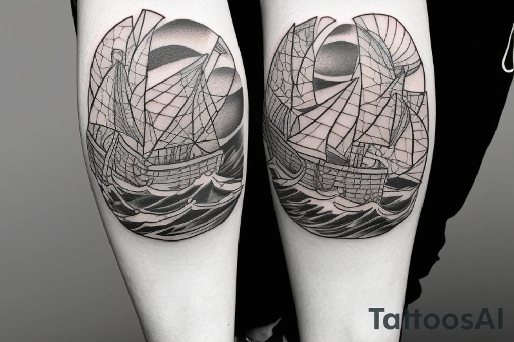 a squared tattoo with a window with two doors. inside the window there is a sea tattoo idea a squared tattoo with a window with two doors. inside the window there is a sea tattoo idea