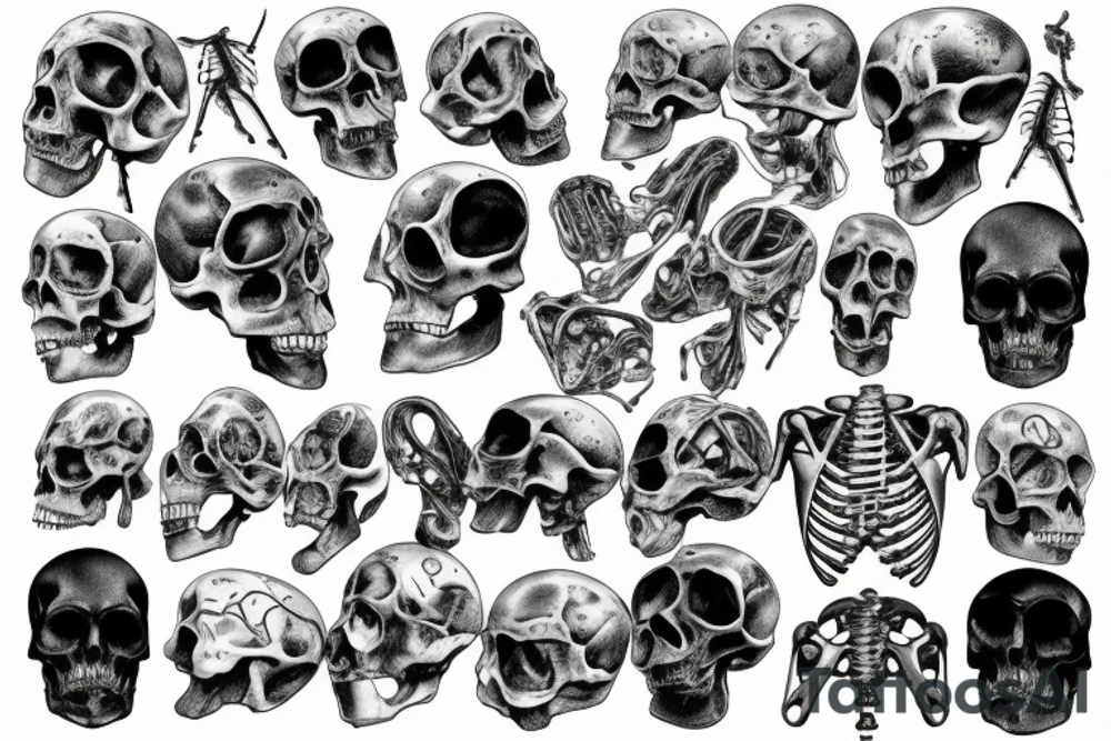 A huge injury that reveals a biomechanical /technological skeleton mixed with bones under the skin  of the right part of my back tattoo idea