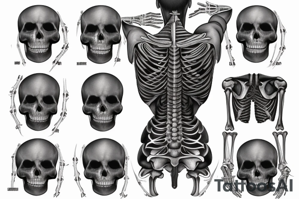 A huge injury that reveals a biomechanical /technological skeleton under the skin of the right part of my back tattoo idea