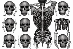 A huge injury that reveals a biomechanical /technological skeleton under the skin  of the right part of my back tattoo idea