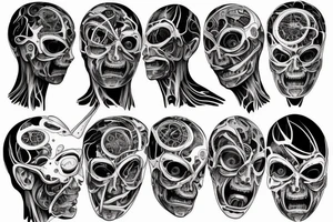 A huge injury that reveals a biomechanical /technological body tattoo idea