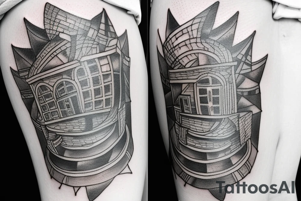 a squared tattoo with a squared classic window. inside the window there is a sea tattoo idea a squared tattoo with a squared classic window. inside the window there is a sea tattoo idea