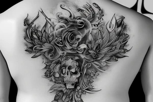 A huge injury that reveals a technological back tattoo idea