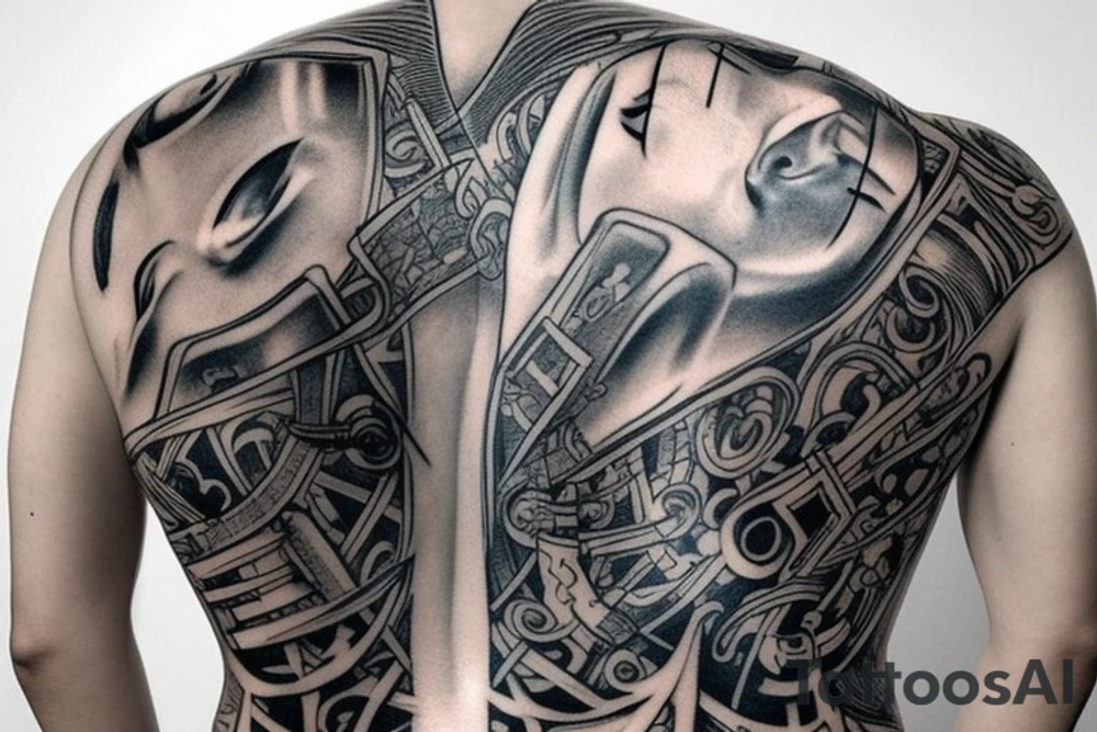 A huge injury that reveals a tech back tattoo idea